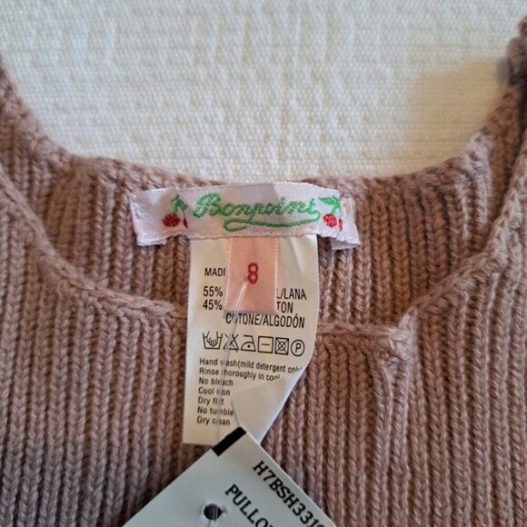 Bonpoint Amiral girls size 8 tan sweater, wool/cotton blend NWT - Picture 2 of 5